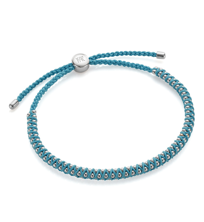 【MONICA VINADER】シルバー Rio Mini ブレスレット Rio Mini Friendship Bracelet in Sterling Silver - Sky Blue