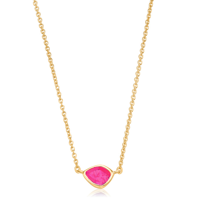 Gold Vermeil Siren Mini Nugget Necklace - Pink Quartz - Monica Vinader
