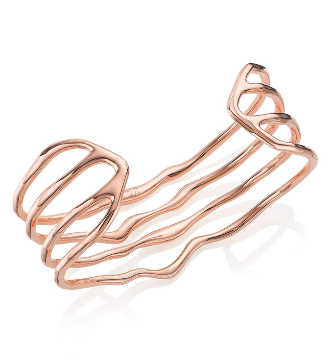 Rose Gold Vermeil Riva Hero Wave Cuff Back