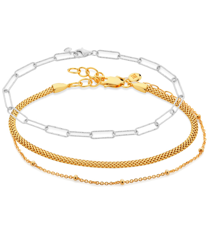Mixed Metal Chain Bracelet Set - Monica Vinader