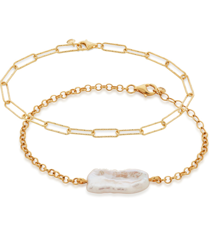 Alta Chain and Pearl Bracelet Set - Monica Vinader