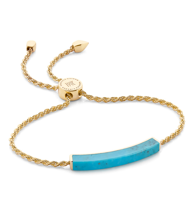 Gold Vermeil Linear Stone Bracelet - Turquoise - Monica Vinader
