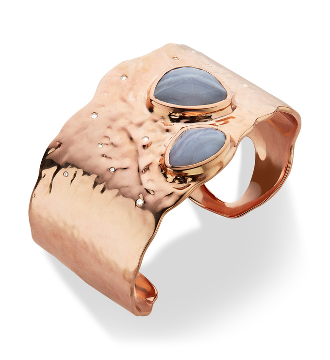 Rose Gold Vermeil Siren Odyssey Cuff - Blue Lace Agate