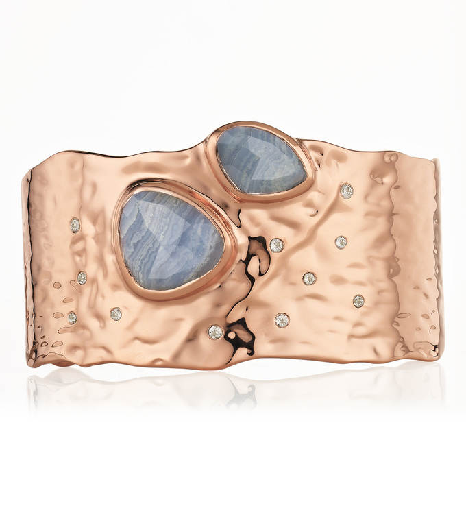 Rose Gold Vermeil Siren Odyssey Cuff - Blue Lace Agate front