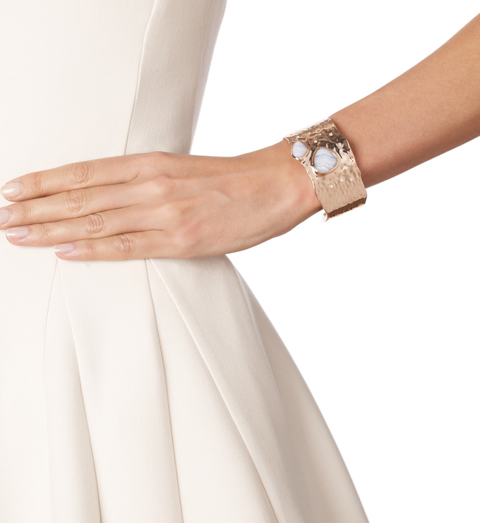 Rose Gold Vermeil Siren Odyssey Cuff - Blue Lace Agate model