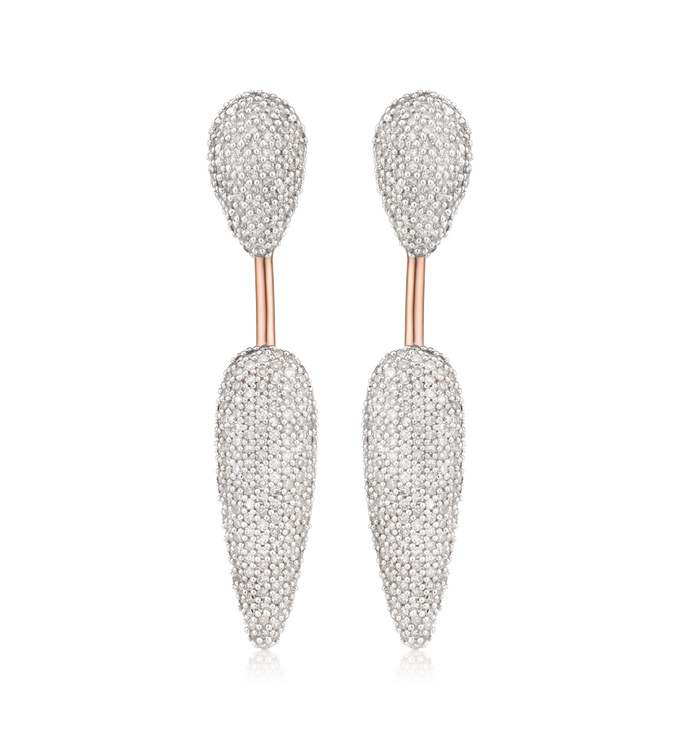 Rose Gold Vermeil Stellar Cocktail Earrings - Diamond - Monica Vinader