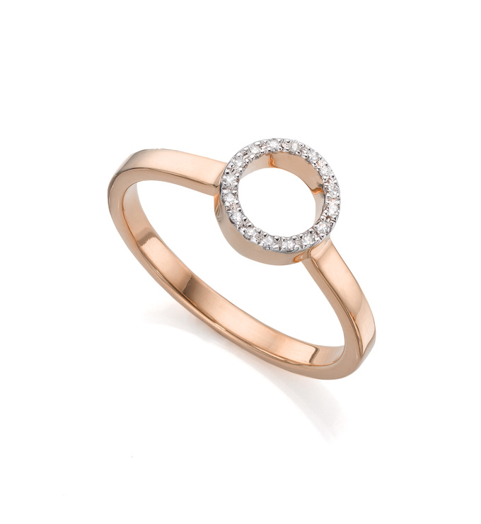 Rose Gold Vermeil Naida Mini Circle Open Ring - Diamond