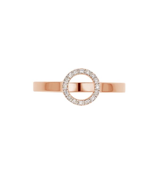 Rose Gold Vermeil Naida Mini Circle Open Ring - Diamond