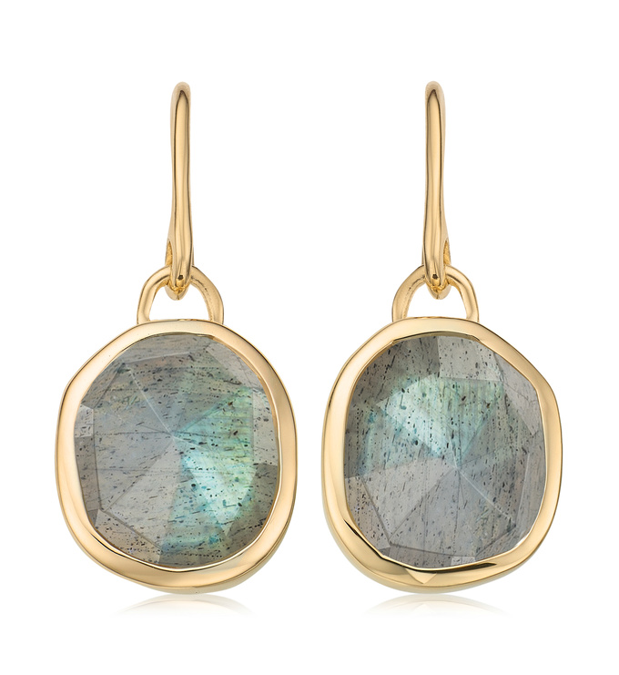 Gold Vermeil Siren Wire Earrings - Labradorite - Monica Vinader