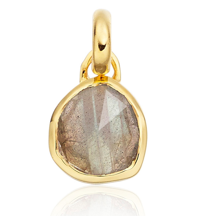 Gold Vermeil Siren Mini Bezel Pendant Charm - Labradorite - Monica Vinader