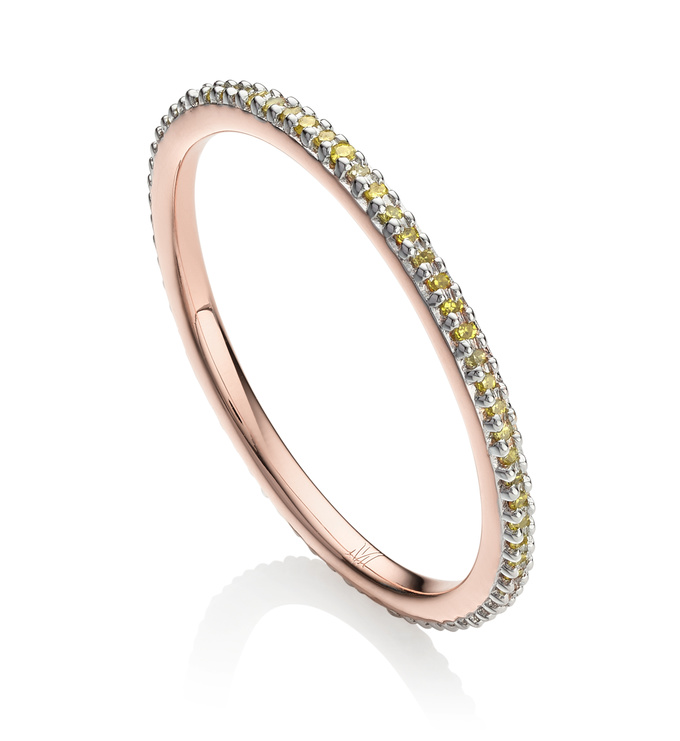 Rose Gold Vermeil Skinny Eternity Ring - Yellow Diamond - Monica Vinader
