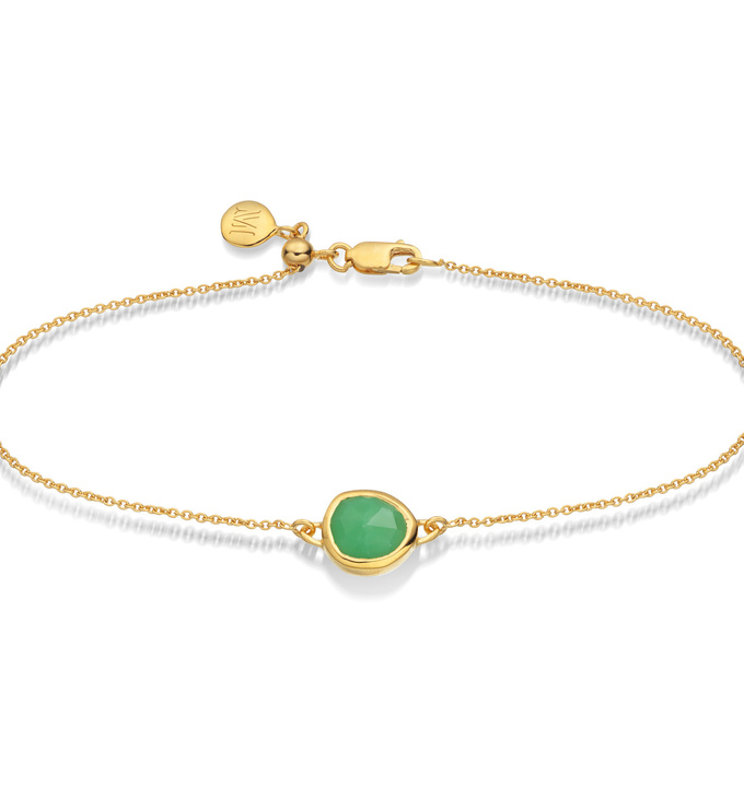 Gold Vermeil Siren Fine Chain Bracelet - Chrysoprase - Monica Vinader