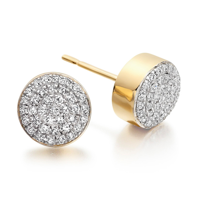 Gold Vermeil Fiji Button Stud Earrings - Diamond - Monica Vinader