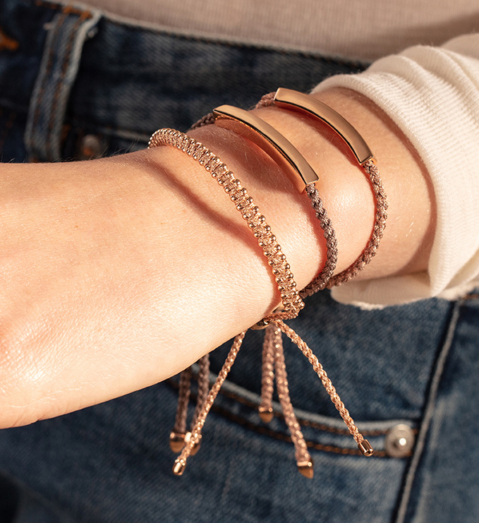 Linear Friendship Bracelet in 18ct Rose Gold Vermeil On Sterling Silver
