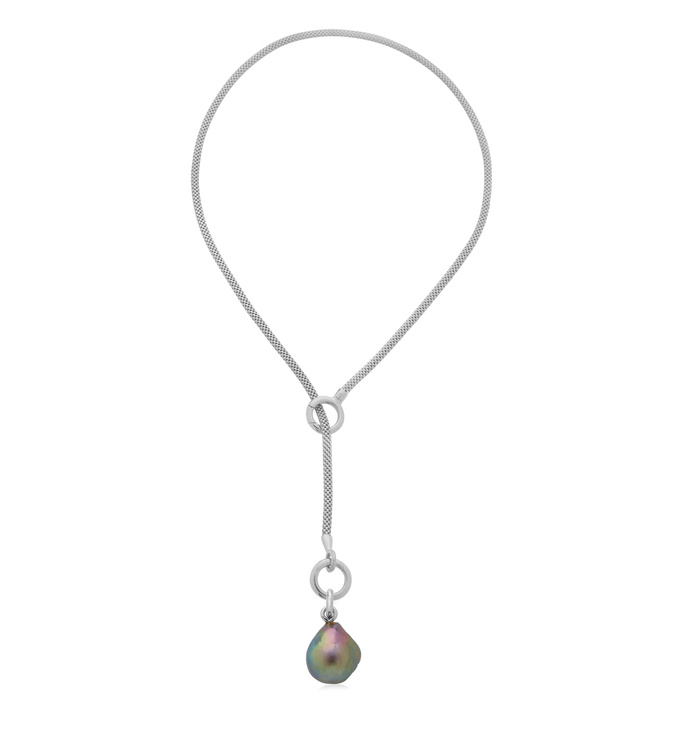 Doina Lariat and Grey Pearl Necklace Set - Monica Vinader