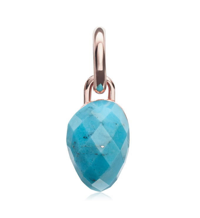 Rose Gold Vermeil Nura Mini Teardrop Pendant Charm - Turquoise - Monica Vinader