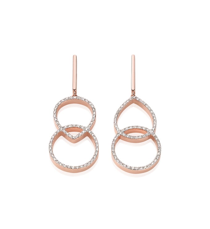 Rose Gold Vermeil Naida Kiss Open Cocktail Earrings - Diamond Front