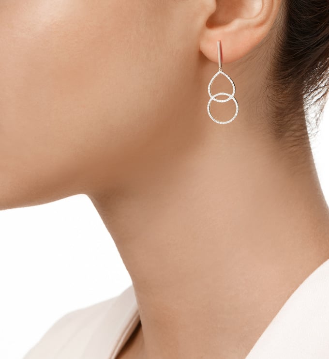 Rose Gold Naid Kiss Open Cocktail Earrings - Diamond