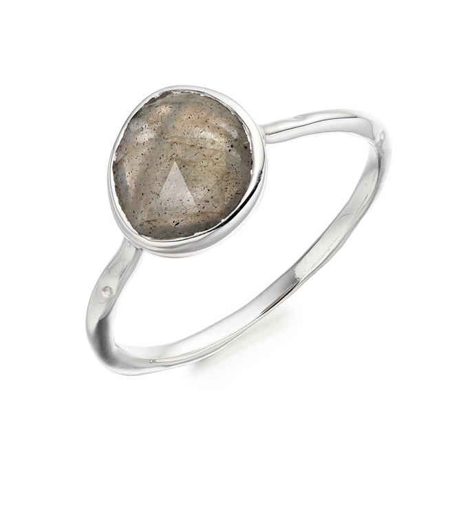 Sterling Silver Siren Stacking Ring - Labradorite - Monica Vinader