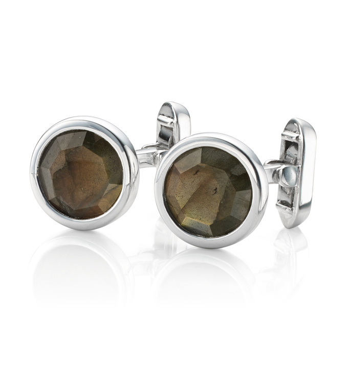 Gem Circle Cufflinks - Labradorite