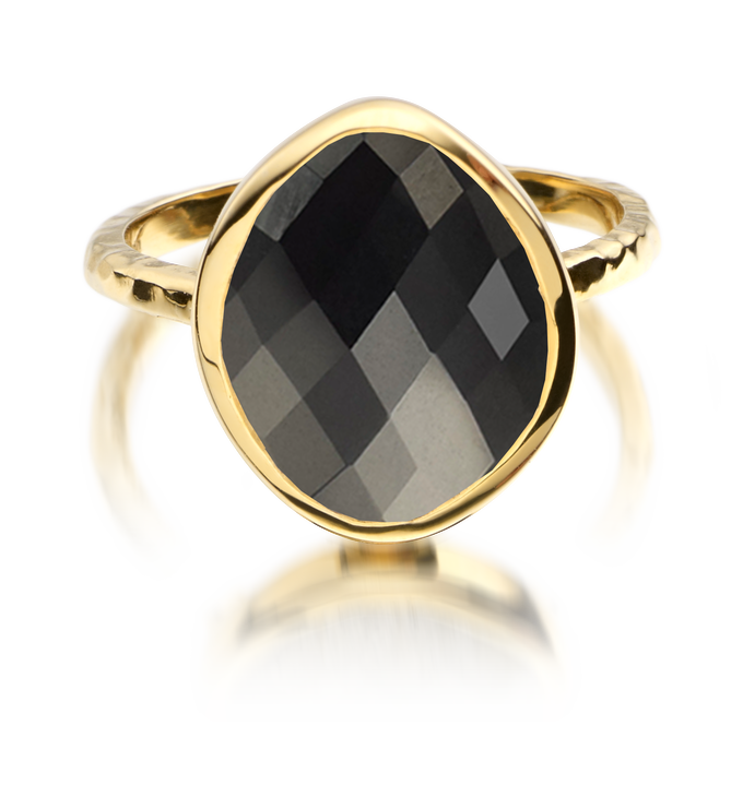 Gold Vermeil Nugget Ring - Small - Black Onyx - Monica Vinader