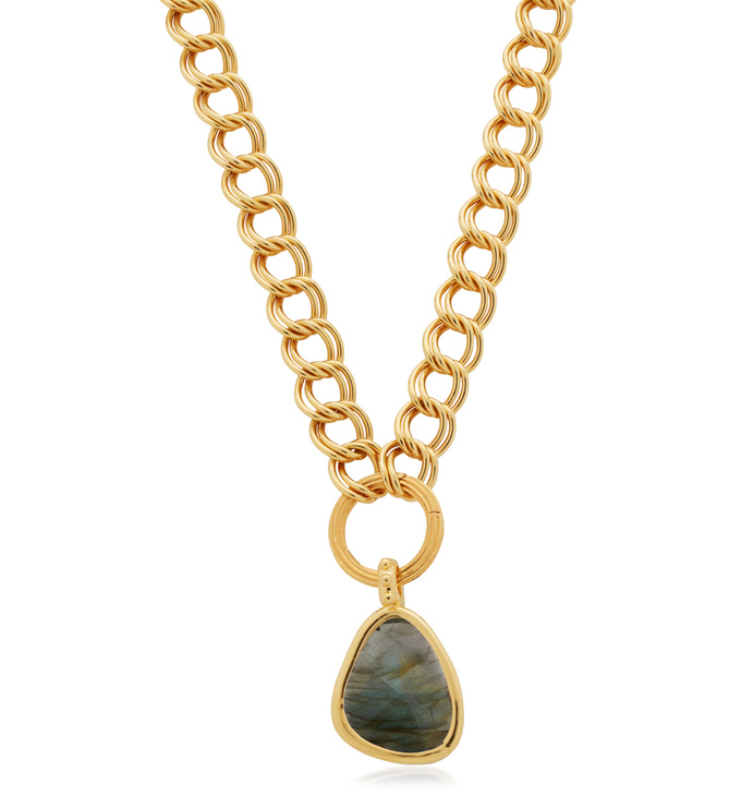 Deia Labradorite Pendant and Groove Curb Chain Set - Monica Vinader