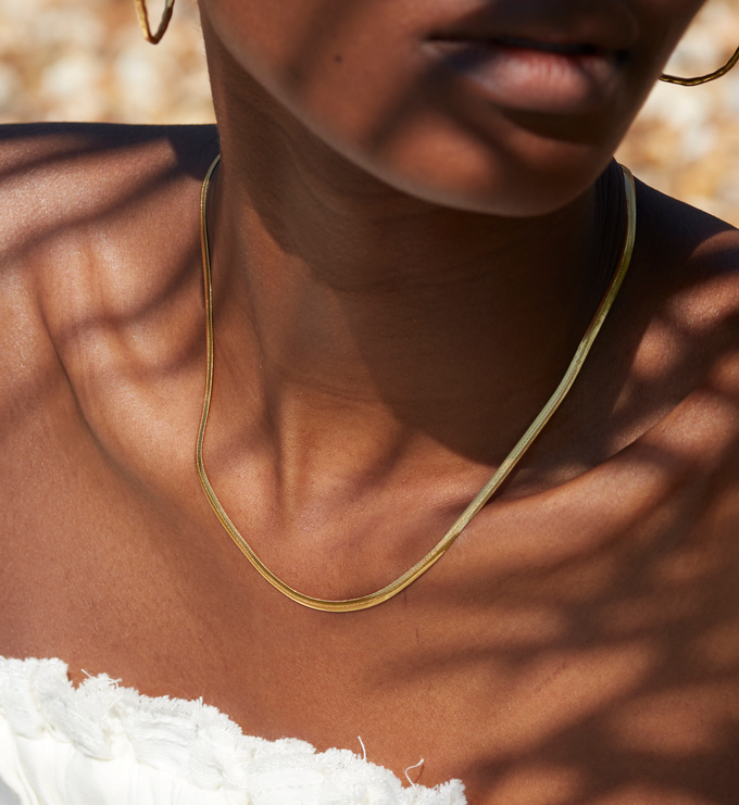 Doina Snake Chain Necklace in 18ct Gold 