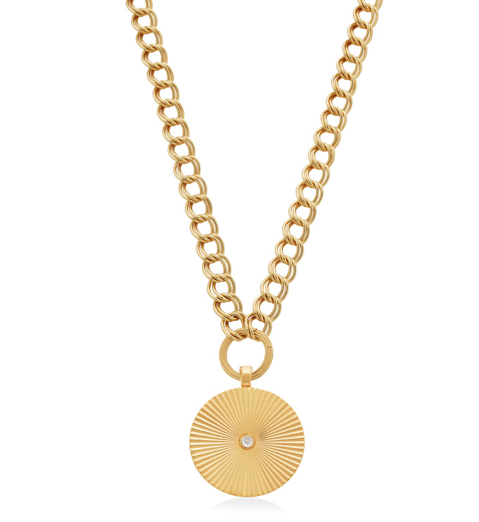 Groove Curb and Disco Round Pendant Necklace Set - Monica Vinader