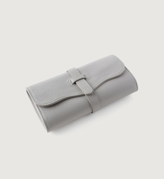 Leather Leather Jewellery Roll - Pebble Grey - Monica Vinader