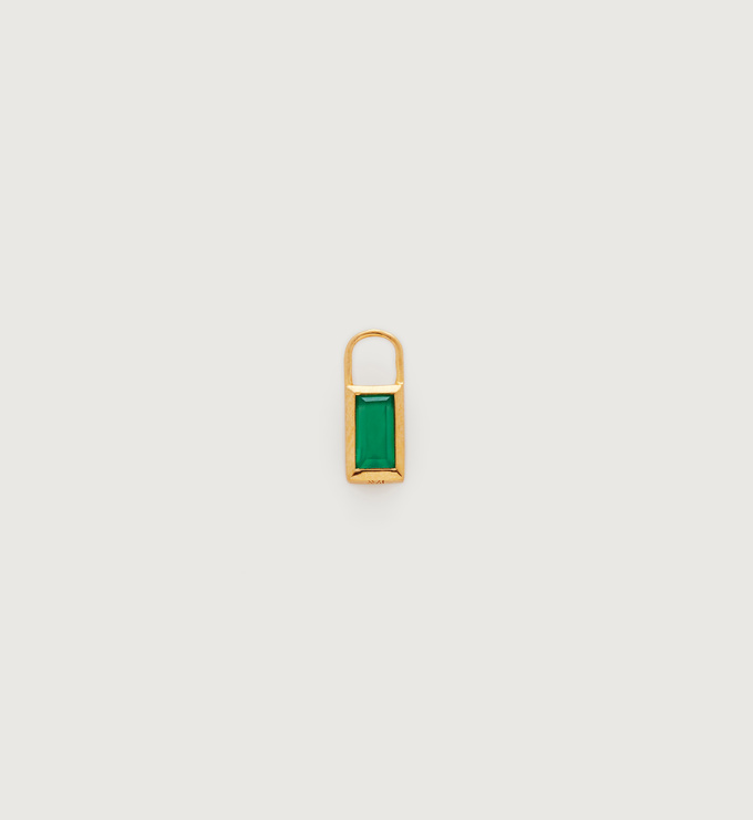 Gold Vermeil Baguette Ear Charm  - Green Onyx - Monica Vinader