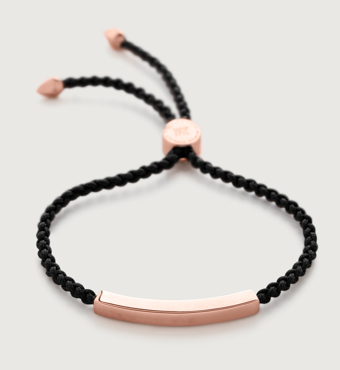 Rose Gold Vermeil Linear Friendship Bracelet - Black - Monica Vinader
