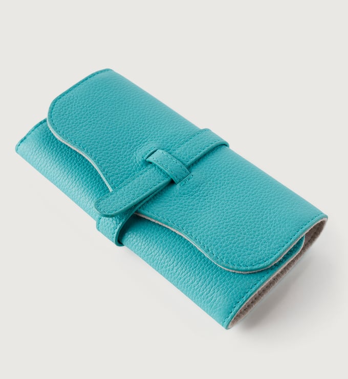 Leather Leather Jewellery Roll - Turquoise - Monica Vinader