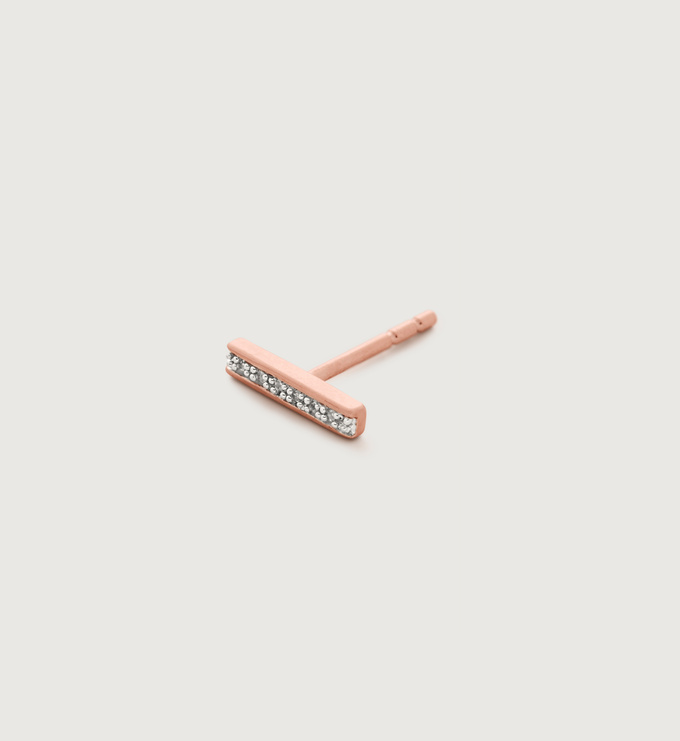 Rose Gold Vermeil Signature Skinny Diamond Single Stud Earring - Diamond - Monica Vinader