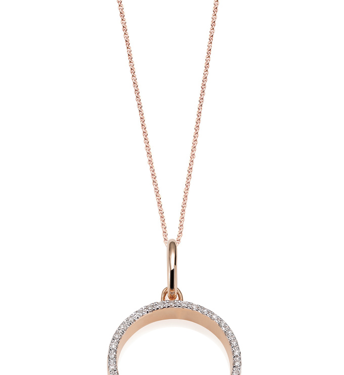 Rose Gold Vermeil Naida Circle Open Pendant - Diamond