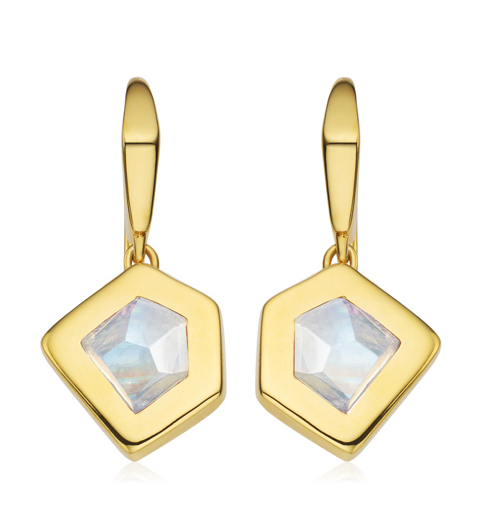 Gold Vermeil Petra Wire Earrings - Moonstone - Monica Vinader