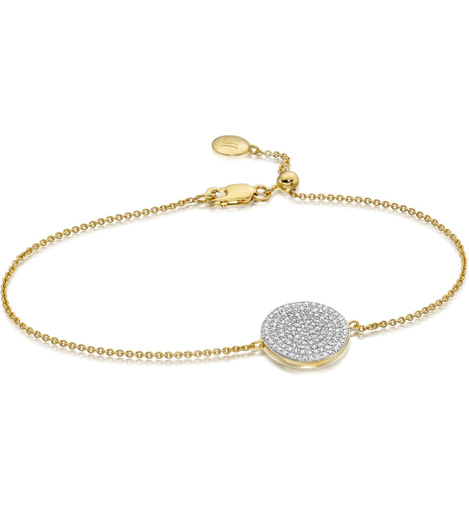Gold Vermeil Ava Disc Bracelet - Diamond - Monica Vinader