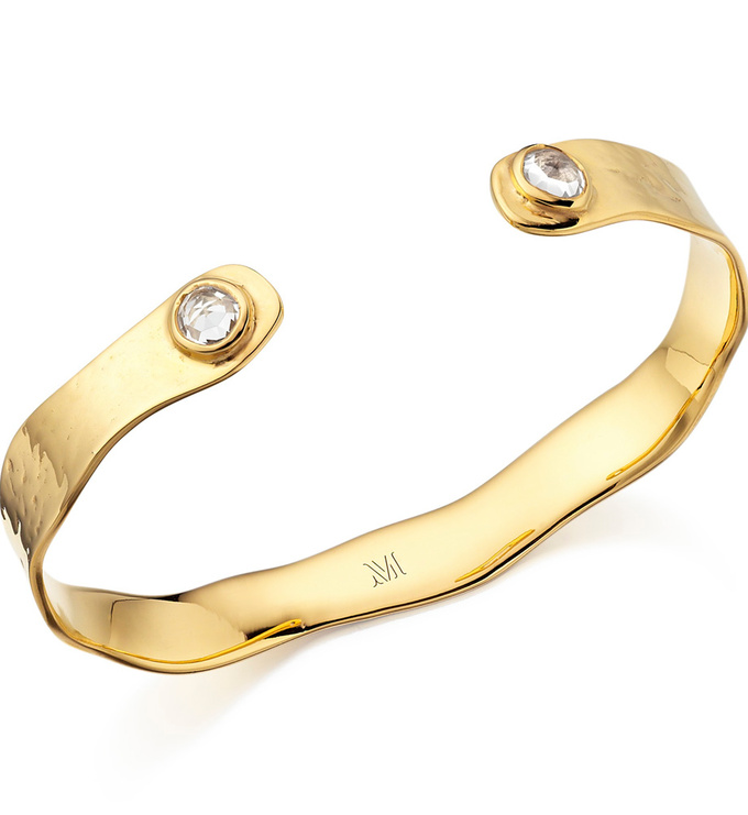 Gold Vermeil Siren Cuff - White Topaz - Monica Vinader