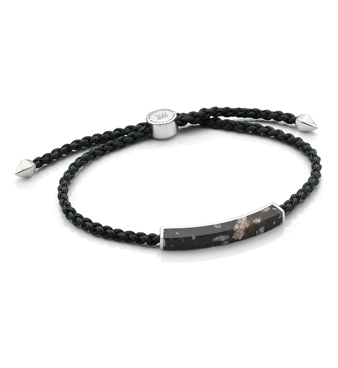 Sterling Silver Linear Men's Stone Bracelet - Snowflake Obsidian - Monica Vinader