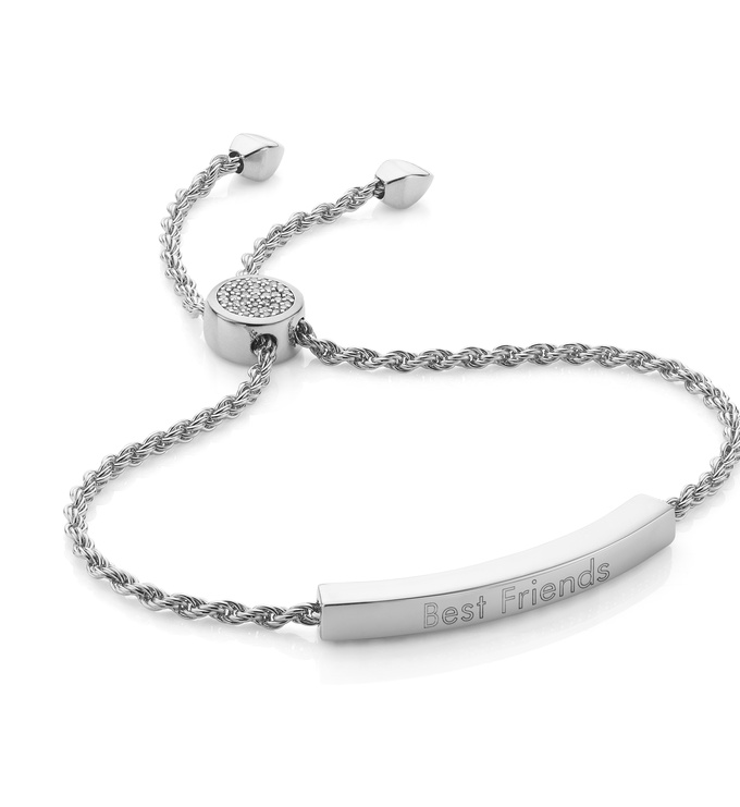 Sterling Silver Linear Diamond Toggle Chain Bracelet - Diamond - Monica Vinader