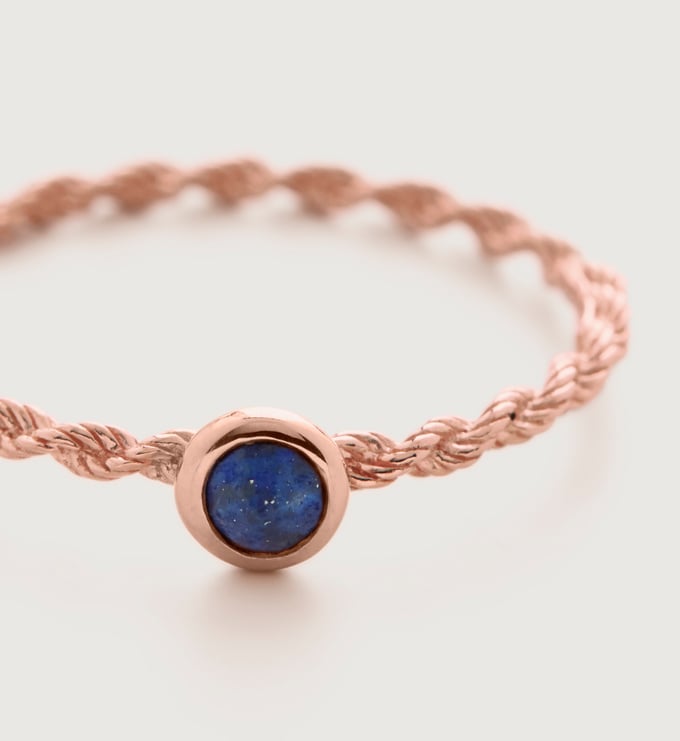 【MONICA VINADER】18KYGヴェルメイユ Corda Skinny リング Corda Slim Ring in 18k Rose Gold Vermeil On Sterling Silver