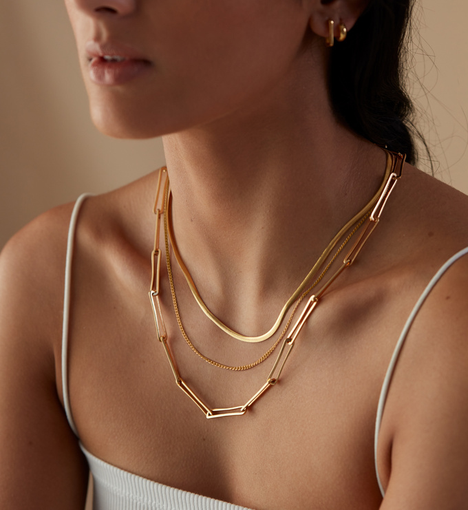 Curb and Snake Alta Long Link Chain Necklace - Monica Vinader