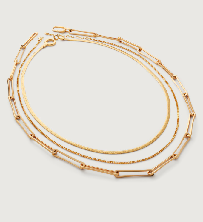 Curb and Snake Alta Long Link Chain Necklace - Monica Vinader