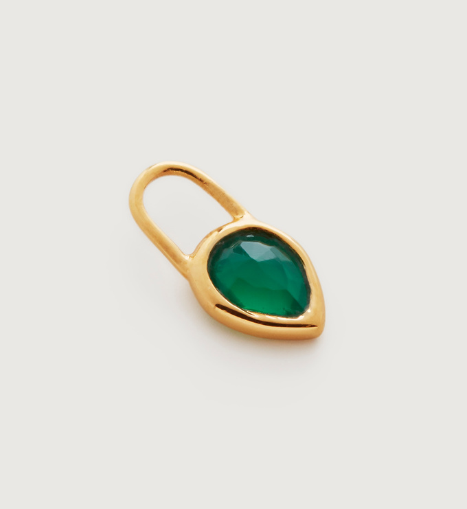 Gold Vermeil Teardrop Gemstone Ear Charm - Green Onyx - Monica Vinader