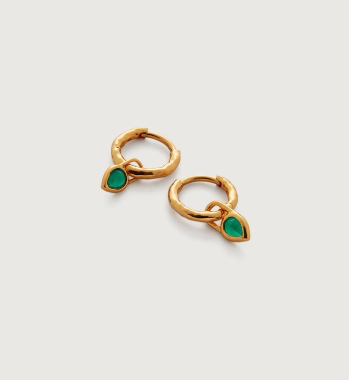 Siren Muse Green Onyx Teardrop Gemstone Mini Huggie Earrings - Monica Vinader