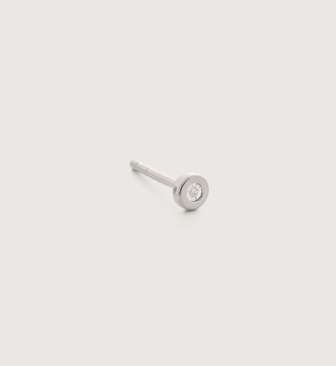 Sterling Silver Linear Diamond Single Stud Earring - Diamond - Monica Vinader