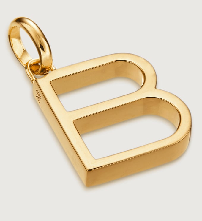 Gold Vermeil Alphabet B Pendant Charm - Monica Vinader