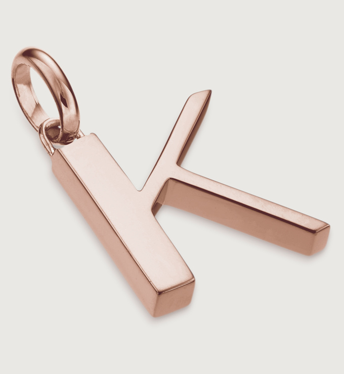 Rose Gold Vermeil Alphabet K Pendant Charm - Monica Vinader