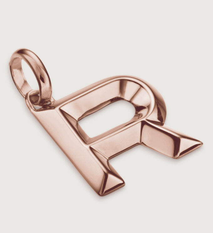 Rose Gold Vermeil Alphabet R Pendant Charm - Monica Vinader