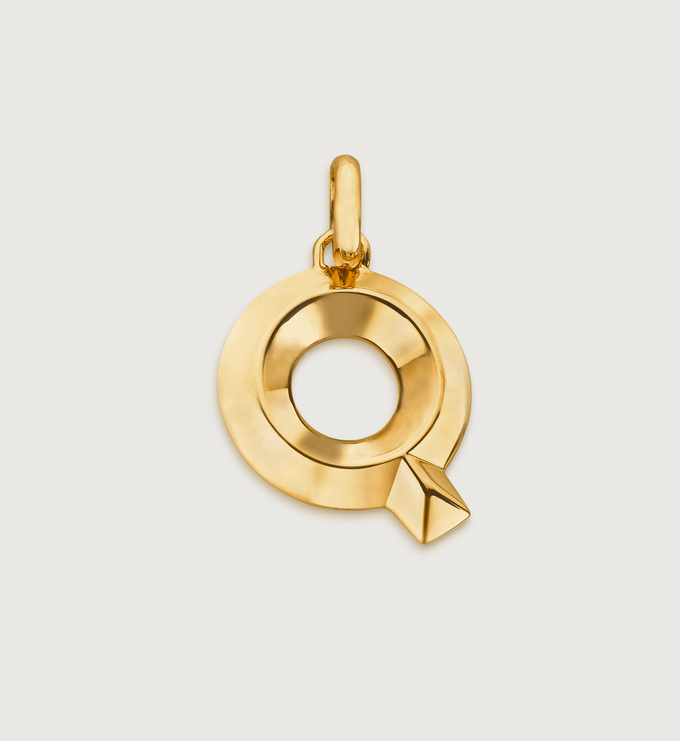 Gold Vermeil Alphabet Q Pendant Charm - Monica Vinader