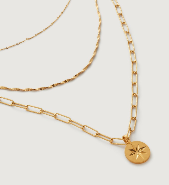 Alta Textured Guiding Star, Fine Twist and Disco Chain Necklace Set - Monica Vinader